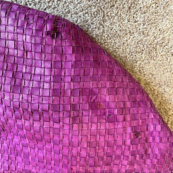Purple woven leather hobo shoulder bag Elliott Lucca eggplant BV Intrecciato - Picture 12 of 12